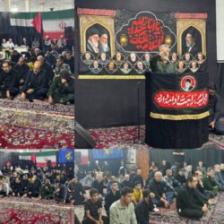 مراسم عزاداری مردم و مسئولان شهرستان لاهیجان در مسجد صاحب الزمان کوی زمانی